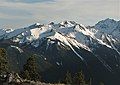 North Petunia Peak and Petunia Peak seen from north. Mt. Deception upper right.