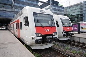 Passenger trains at Helsinki station