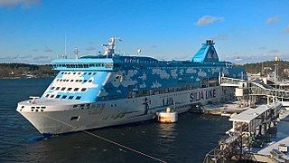 Cruise ship in the Mariehamn harbour.