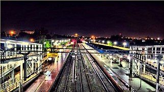 View from foot overbridge on a rainy day