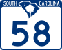 South Carolina Highway 58 marker