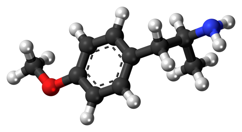 File:4-Methoxyamphetamine molecule ball.png