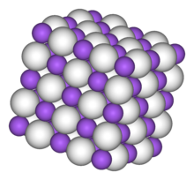 Space-filling model of part of the crystal structure of sodium hydride