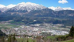 View over Wattens and the Inn Valley to the Karwendel mountains