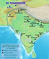 The distribution of the Edicts of Ashoka.[161]