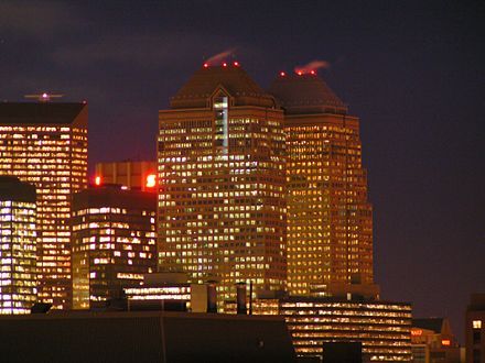 Tops of the towers at night