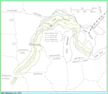 This map shows the location of the Midcontinent Rift.