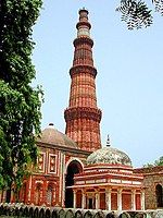 The Qutub Minar is the world's tallest brick minaret at 72.5 metres, built by Qutb-ud-din Aibak of the Slave dynasty in 1192 CE.[24]