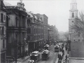 Tremont Street in 1891, with Horticultural Hall (left), Studio Building (center), Park Street Church (right)