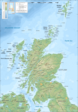 Topographic map of Scotland