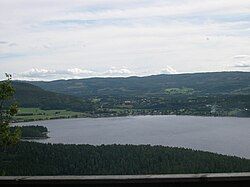 View of Snåsa over Snåsavatnet