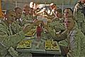 Marines of Combat Logistics Battalion 6, 2nd Marine Logistics Group, based out of Camp Lejeune, N.C., toast in celebration of their completion of the Integrated Training Exercise during their "Warrior Night" at Twentynine Palms, Calif., 6 June 2013.