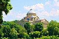 The Luzerne County Courthouse in Wilkes-Barre, Pennsylvania as seen from the Nesbitt Park Disc Golf Course (August 2020)