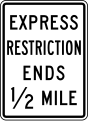 R3-42c Express restriction ends (distance) (post-mounted)