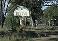 The sign that marks the entrance to the village