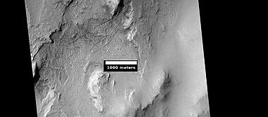 Linear ridge network, as seen by HiRISE under HiWish program. Location is Mare Tyrrhenum quadrangle.