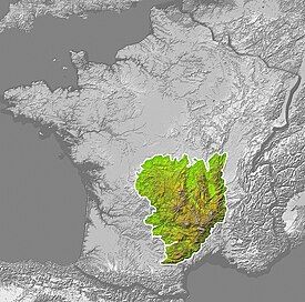 Location of the Massif Central in France