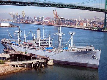 View of the ship and dock from the air