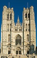 Cathedral of St. Michael and St. Gudula in Brussels, a towered highly decorated façade