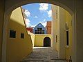 Courtyard view, looking outward