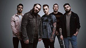 I Prevail in 2022. From Left to Right: Gabe Helguera, Eric Vanlerberghe, Brian Burkheiser, Steve Menoian and Dylan Bowman