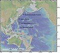 Image 13The map depicts the Kuril–Kamchatka Trench, Japan Trench, Izu–Ogasawara Trench, and Mariana Trench. (from Geography of Japan)