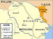 Tătaru Mare Island under Soviet occupation in 1940, marked by the dotted line just West of Chilia