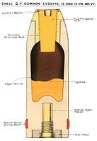 Mk IV Common Lyddite shell with internal night tracer, 1914