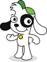 An Image of Doki, an anthropomorphic dog with a green hat, a black spot around his right eye, and ears colored black and white.