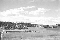 View of the Heggstad Church and surrounding area (c. 1936)