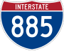 Interstate 885 and North Carolina Highway 885 marker