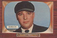 Portrait of Al Barlick on a baseball card