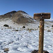 A trail marker along the School Loop of the Lookout Mountain trail system.