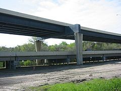 Two different girder bridges. The top is a plate girder bridge, while the bottom is a concrete girder bridge.