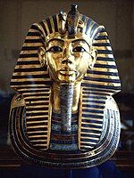 Golden funeral mask of king Tutankhamun, a symbol for many of ancient Egypt.