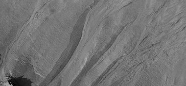 Close up view of some gullies, as seen by HiRISE under the HiWish program