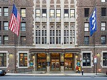 Entrance of a brick building in New York