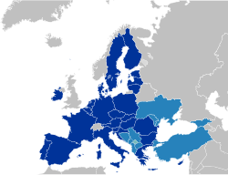 EU candidate states shown in cyan.