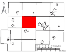 Location of Greensburg Township in Putnam County