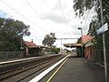 Southbound view of the former ground level Platform 1 looking at station buildings on both platforms, November 2008