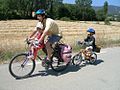 A complete child's bike converted into a trailer bike