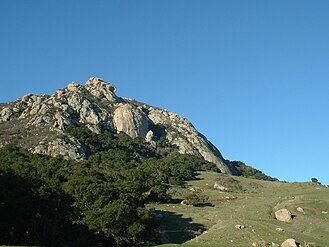 A closer view of Bishop Peak and its foothills