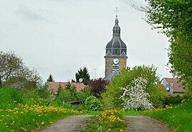 The bell tower of the church in Rarécourt