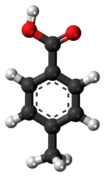 Ball-and-stick model of the p-toluic acid molecule