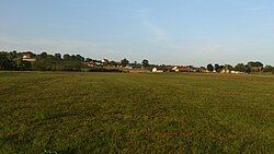 View of fields and houses in the village of Rakova