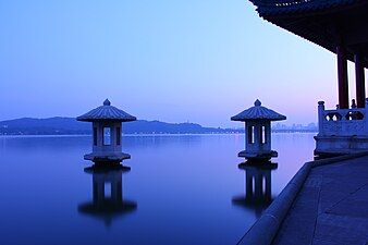 Autumn Moon over the Calm Lake