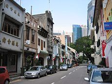 Shophouses along Ann Siang Road. Raw sauna is located right at the end of the row on the left.