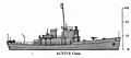 Recognition drawing of the Active class as seen in World War II. From Office of Naval Intelligence Recognition handbook 222 (ONI-222)