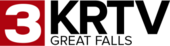 A white 3 in a red square to the left, with two lines of black lettering: the top line has "KRTV" in a large, bolded serif, and the bottom line has "GREAT FALLS" in a smaller, thin serif.