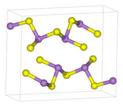 Ball and stick unit cell model of polymeric arsenic trisulfide